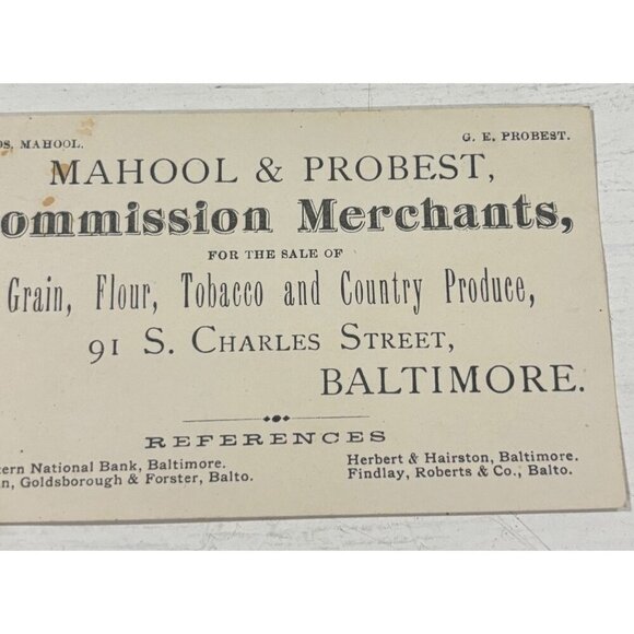 Antique Mahool Probest Merchants Card Tobacco Country Produce Baltimore Ephemera - Picture 4 of 6